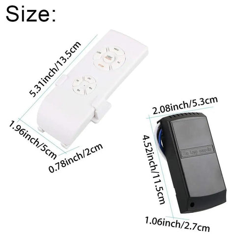 Dimensions of WiFi Universal Ceiling Fan Light Remote Control Kit With Built In Mute And Timer No Fuss App Control Alexa Compatible
