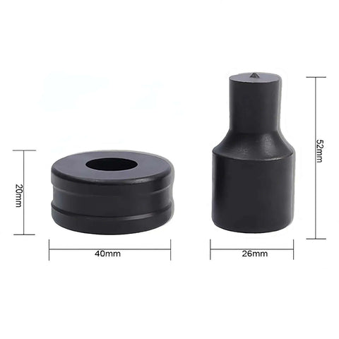 Single Hole Punch Die Set For Hydraulic Punch Tool Compatible With CH 70 Machines, showing dimensions and heat-treated alloy steel.