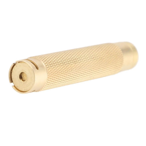 Pro Grade Brass Watch Winder Set For Precision Mainspring Winding, brass winder detail with textured grip, single piece focus.