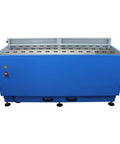 Built Damn Tough 61 By 23 Inch Metalworking Downdraft Table With Dual Motor Dust Collector Vacuum System For Welding And Grinding Station, blue with perforated top.