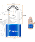 Built Tough 4 Digit Combination Padlock With 2.5 Inch Shackle, Outdoor Waterproof Lock in hand, showing size dimensions.