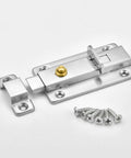 Door Latch for Gates Stainless Steel Spring Loaded Safety Lock with screws, durable design, easy to install.
