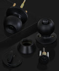 Locking Satin Nickel Door Knob Set With Keyed Entry Easy Install Hardware Handle components displayed on black background