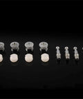 Rock Solid Three In One Furniture Connector Hardware Set With Eccentric Cam Nut And Steel Link Pin For Quick Cabinet Build And Zero Hassle DIY Woodworking Assembly pieces displayed on a black background.