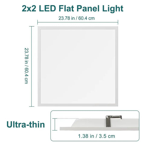 2x2 LED Flat Panel Lighting Kit With 5 Power Levels, 3 Color Temperatures, 5500 Lumens, 0-10V Dimmable Drop Ceiling Lights, 100-277V ETL Listed, 2 Pack