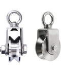 Two Pack V Groove Caster Wheels Heavy Duty Track Pulleys For Sliding Doors 304 Stainless Steel Build 22mm Width close-up view.
