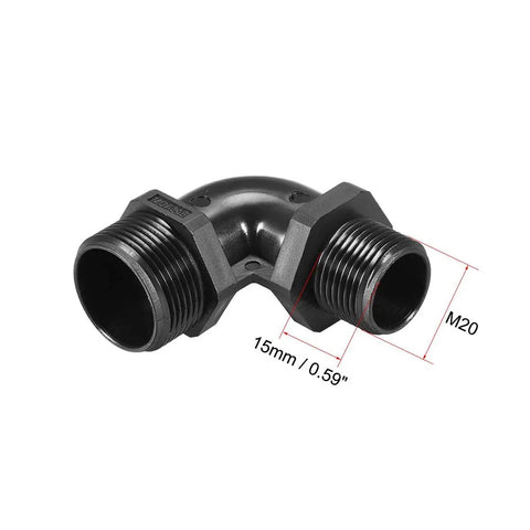 M20 Cable Gland 90 Degree Waterproof IP68 Nylon Joint With Adjustable Locknut For 9mm To 14mm Cables, Dustproof And Acid Resistant