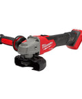 M18 Fuel 4 1/2 To 5 Inch Variable Speed Grinder With Brake Stops In Under Two Seconds, side view showing control features
