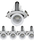 Top Shelf Led Recessed Downlights Adjustable Gimbal Eyeball Spotlight in white aluminum housing, 4 pack with cool color temp.