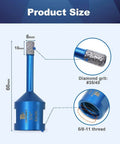 Front view: blue 1/4-inch vacuum-brazed diamond core drill bit set for tile, 5/8-11 thread, 2 pcs.