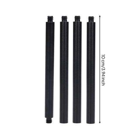 Heavy Duty Black Industrial Connector Lamp Post Kit 40cm Rod Tube Shaft With 1/4 Threaded Ends For Secure DIY Craft Rebuilding And Solid Metal Assembly Fit, set of four 10cm metal rods.