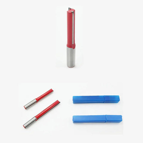Must-Kill 1/2 Inch Shank Flush Trim Router Bit For Woodworking Pros. Heavy duty alloy milling cutter with red and silver design.