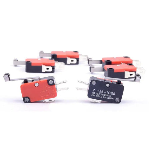 Six Pack Micro Limit Switch V-156-1C25 Long Hinge Roller Momentary SPDT Snap Action For Arduino Projects And DIY Control Circuits