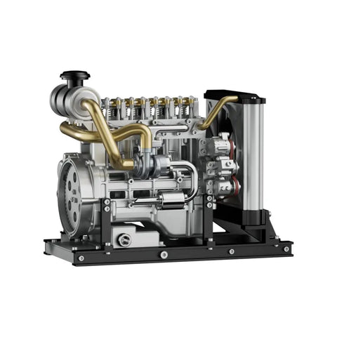 Hands On 1/10 Scale Metal OHV Inline Four Engine Model Kit With Cooling System For Mechanical Engineering Education, 300+ Piece Educational Science Experiment Kit That Actually Works, front view