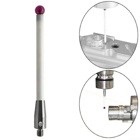 A-5000-3712 CMM touch probe stylus with 6mm ceramic ball tip, 100mm length, threaded metal handle; 4-pack