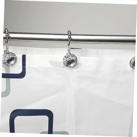 12 Pack Glide Shower Ring Hooks for Curtain and Liner on rod, Stainless Steel White Finish, Smooth Glide