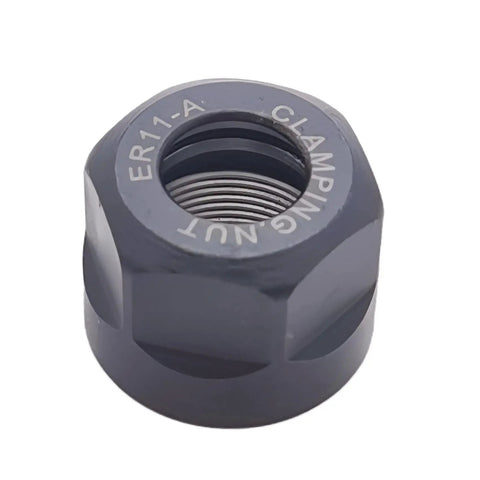 Close-up of a single 4 Pack ER11-A Collet Clamping Nut for CNC Milling Chuck Holder, hardened 40Cr steel with black oxide finish.