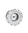 Beefy Torque Strain Wave Gearbox for automated robotic arm servo motors, front view; industrial-grade build for smooth motion.
