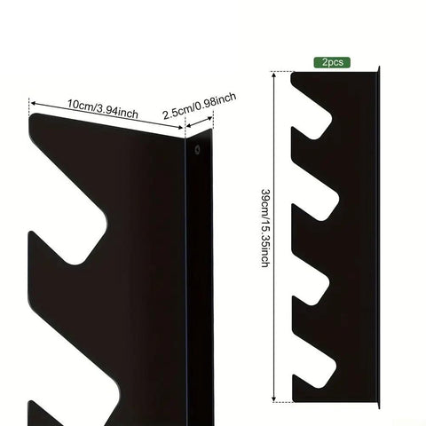 Wall Mounted Tool Organizer Rack For Garage And Shed Space Saving Storage Bracket That Holds Shovels Rakes And More Black Durable Garden Tool Holder For Easy Access And Quick Reach, 2pcs black steel, 39cm x 10cm