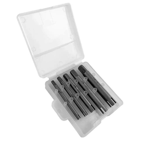 5-piece tap extractor set in a plastic case, including M5 to M8 sizes. Tap Extractor Set 4 Flute Broken Head Remover For Stripped Taps Durable Steel