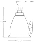 Diagram of Polished Chrome Adjustable Shower Head With Anystream 360 Technology 2.0 GPM, dimensions and inlet size shown.