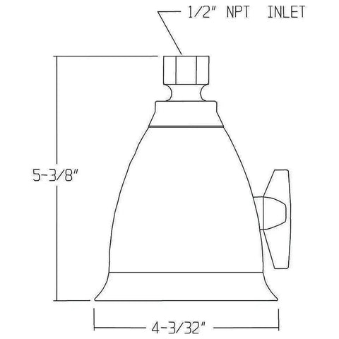 Diagram of Polished Chrome Adjustable Shower Head With Anystream 360 Technology 2.0 GPM, dimensions and inlet size shown.
