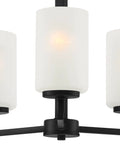 Close-up of Matte Black 3-Light Chandelier With Clear Glass Shades, 16-Inch Ceiling Fixture For Kitchen Dining Bedroom And Living Room