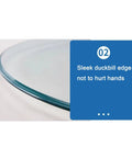Close-up of Large Lazy Susan Turntable With Swivel Assist Base Round Rotating Serving Tray showing sleek duckbill edge.