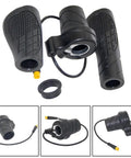 Upgrade Your E-Bike Ride With This 20X Half Turn Throttle Grip Featuring Cool M8 Head Design And Slick Anti-Slip Texture For Nail-It Precision Control Smooth Power Delivery Guaranteed. black e-bike half-turn throttle grip with M8 head, cable and textured rubber finish