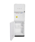 Top Loading Water Cooler For 5 Gallon Bottles With Hot Cold And Warm Water Three Temperature Options And Child Safety Lock Quiet Home Office Dispenser Durable White Construction For Everyday Use with open bottom storage