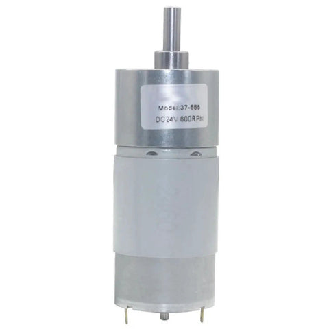 Beefy 37mm DC Metal Gear Motor Running On 12V Or 24V Power With A Knockout High Torque Step Down Reducer And Dead Silent Action For Heavy Duty Robotics And Sweet Diy Projects, showing side view with gear and housing details.