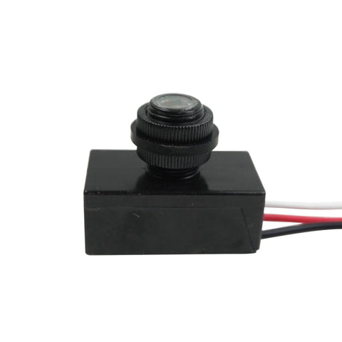 2 Pack DC 8-50V Photoelectric Light Control Switch Dusk To Dawn Sensor For Outdoor Lighting, 5A Photocell Switch, black housing, three wires.