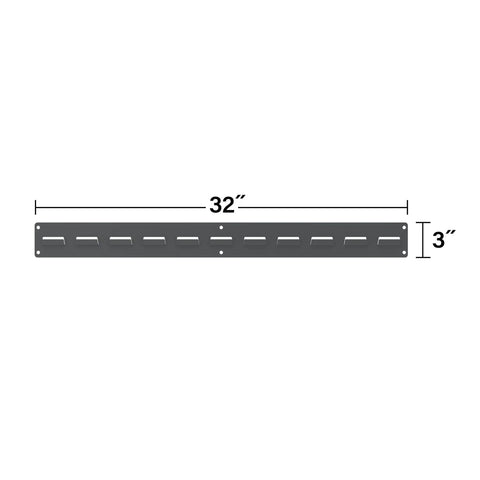 Heavy Duty Wall Mount Garage Storage Steel Louvered Rail System For AkroBins, Wall Bin Organizer, 32 Inch Wide By 3 Inch High, 2 Pack
