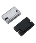 Zinc alloy damping hinge for cabinet doors with torque-adjustable pivot; silver and black finishes, 2 pcs