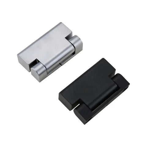 Zinc alloy damping hinge for cabinet doors with torque-adjustable pivot; silver and black finishes, 2 pcs