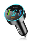 Straight Up Fast Four Port Car Charger Featuring Digital Voltmeter Pd Qc3.0 Usb C Cigarette Lighter Plug with LED display.