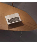 Heavy Duty Standing Desk With Side Cabinet Storage Modern Ash Wood Executive Office Workstation For Gaming And Study Flexible Layout With Ergonomic Monitor Riser 240cm Surface showing a laptop on the ash wood surface.