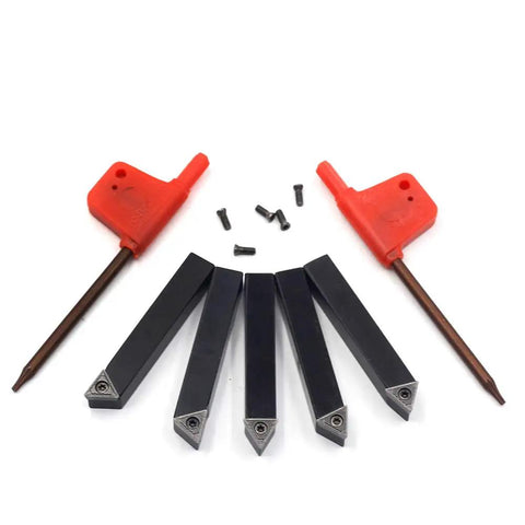 Five Sixteenth Inch Mini Lathe Indexable Carbide Turning Tool Holder Kit With TCMT090204 Inserts Five Pieces Set