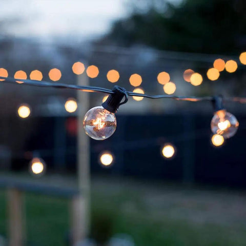 Outdoor String Lights 27 Clear G40 Bulbs On 25 Foot Black Wire Weatherproof Connectable Lighting For Patio Garden Balcony Deck Gazebo