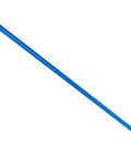 Heavy Duty 48 Inch Powder Coated Metal Broom Handle With Smooth Plastic Thread Attachment And Secure Hanging Cap Standard Acme Fitting For Floor Sweeps 12 Pack Built Like A Truck Blue, blue broom handle laying flat.