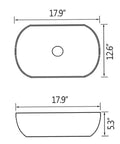 Diagram of Black Rectangle Vessel Sink 18x13 Above Counter Porcelain Ceramic With Faucet And Drain Combo dimensions