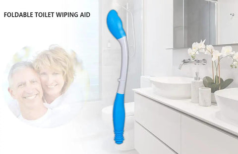 Foldable Long Reach Wiper For Self Wipe Aid Bottom Wiping Wand With Ergonomic Handle in modern bathroom setting