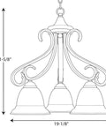 Diagram of Three Light Etched Glass Transitional Chandelier In Brushed Nickel From Torino Collection Indoor Lighting Fixture P4405-09