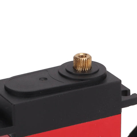 Close-up view of Badass High Torque Coreless Motor Servo Crafted From Tough Aluminum Alloy Housing with gold gear.