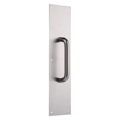 Commercial 16 Inch Stainless Steel Pull Door Plate With Rust And Corrosion Resistance For High Traffic Entrances Durable Industrial Duty Pre Drilled Mounting Plate For Long Lasting Performance And Easy Installation.