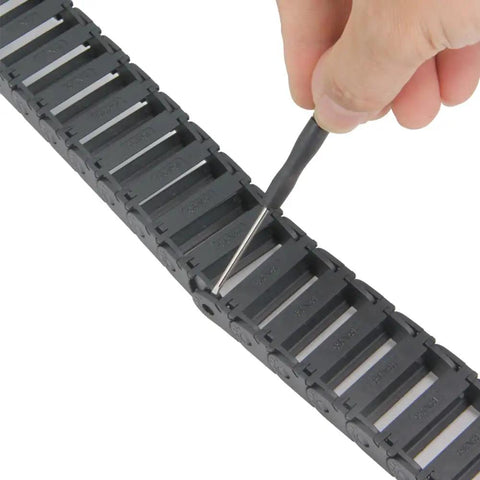 Hand opening Open Type Drag Chain Cable Carrier 10x30mm, 1 Meter Length, Black Plastic, R18 With End Connectors for CNC Machines and 3D Printers