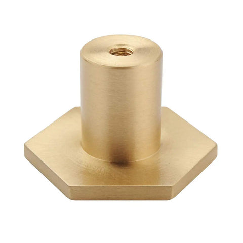 10 Pack 1.3 Inch Gold Cabinet Knobs Solid Brass Hexagon Drawer Pulls Brushed Brass Hardware for Kitchen Cabinets