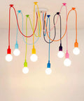 Eight-Arm Spider Pendant Light Chandelier For Kids Room And Living Areas, colorful wires, 59-inch adjustable hanging fixture