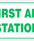 First Aid Station Location Warning Sign 8 By 12 Inches Waterproof Aluminum Plaque with pre-drilled mounting holes for quick install