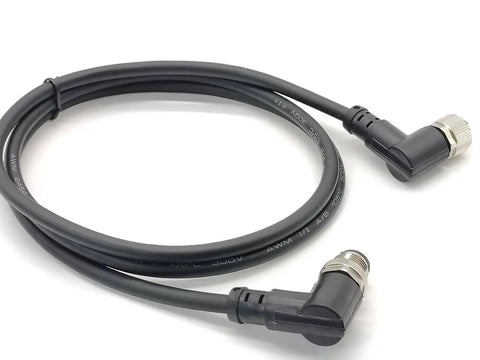 8 Pin M12 Right Angle Connector Cable With A Coding 1 Meter Length AWG22 M12 Male To Female For Industrial Applications